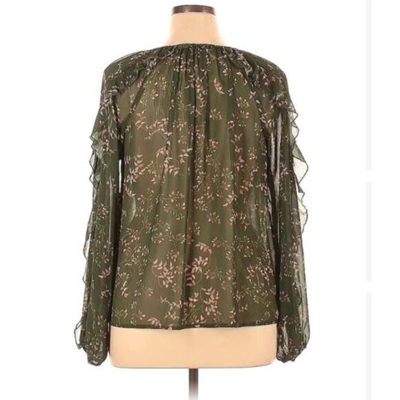 SLATE & WILLOW, Long sleeve floral green blouse - Picture 7 of 13